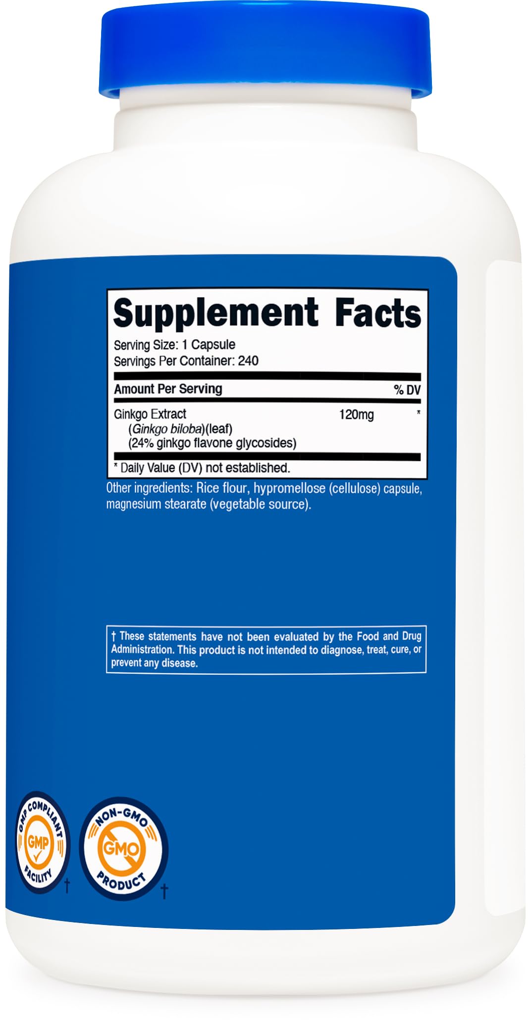 Premium Ginkgo Biloba leaf extract capsules by Nutricost for antioxidant support