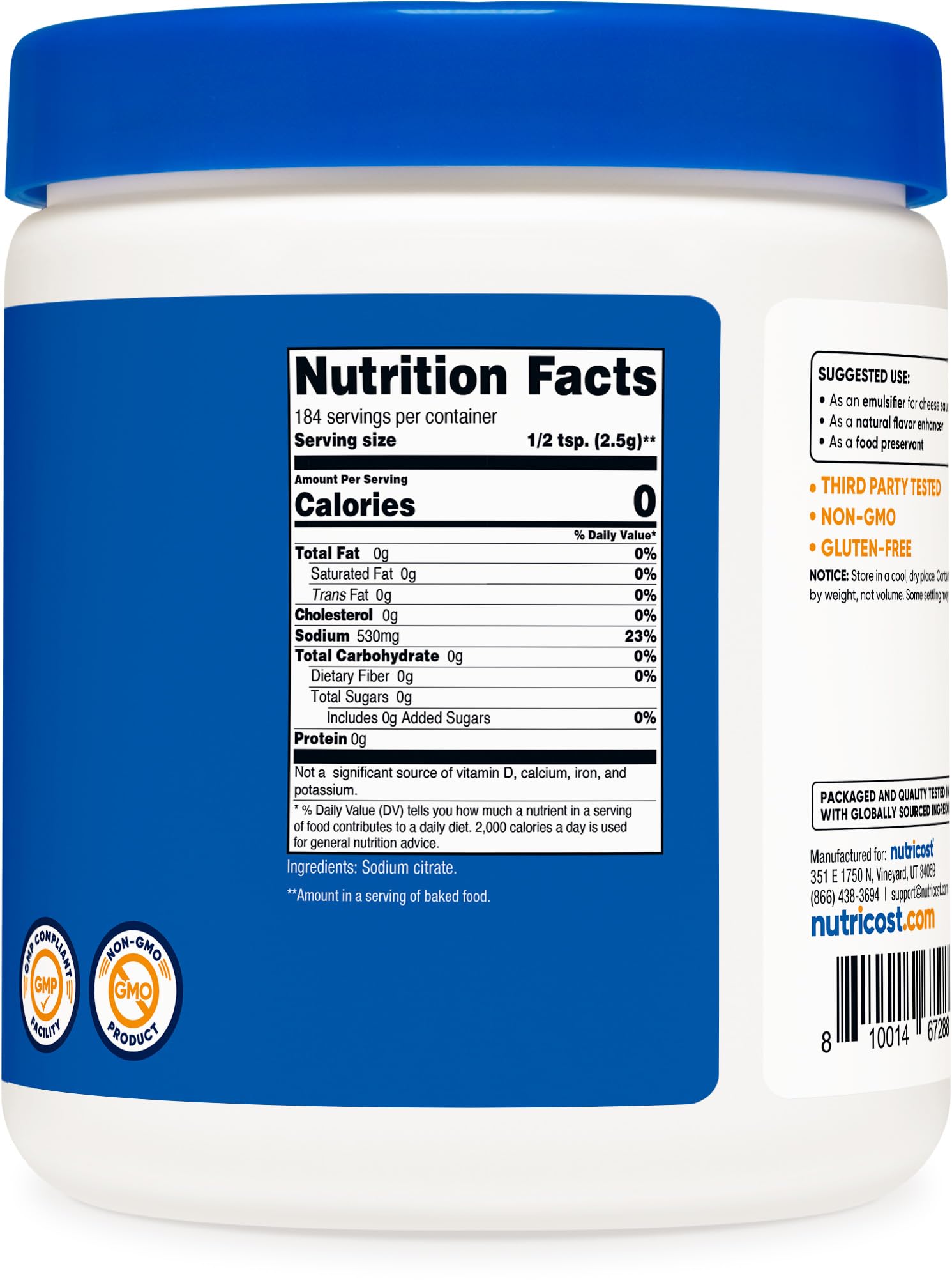 Nutricost USA imported culinary ingredients premium sodium citrate