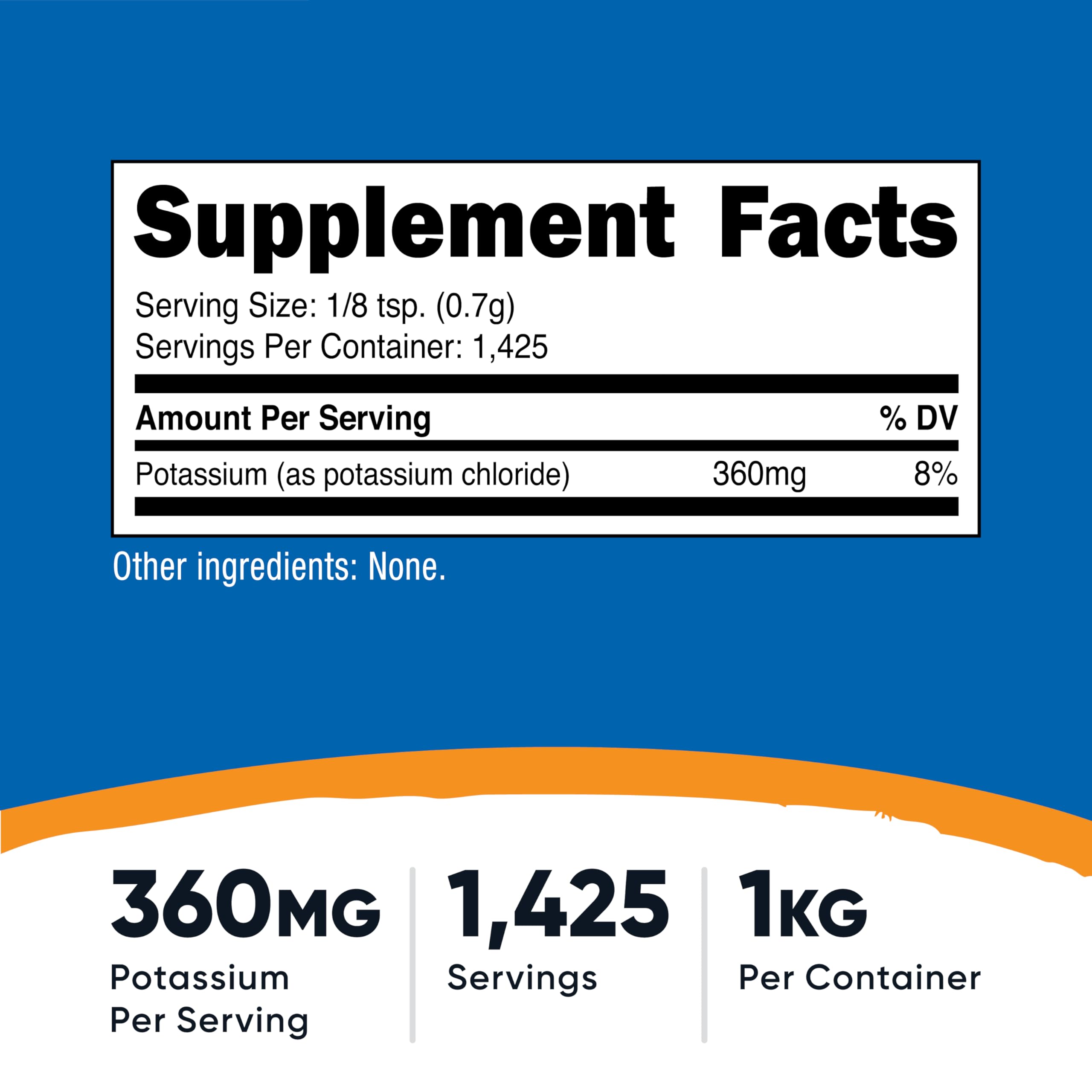 Nutricost pure unflavored electrolyte supplement tub showing supplement facts and ingredient list