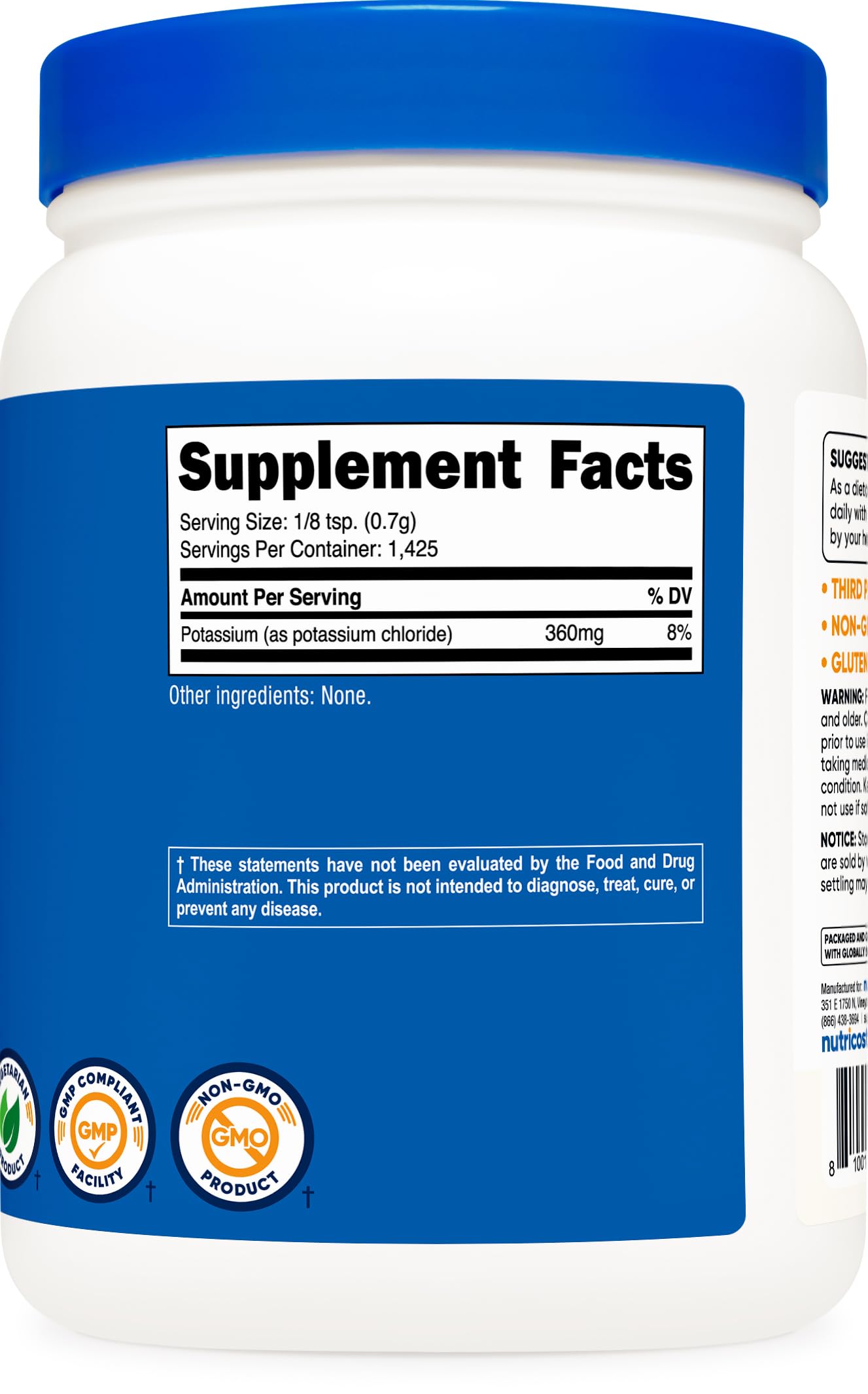 Top angle view of authentic imported health supplement jar with secure tamper evident seal