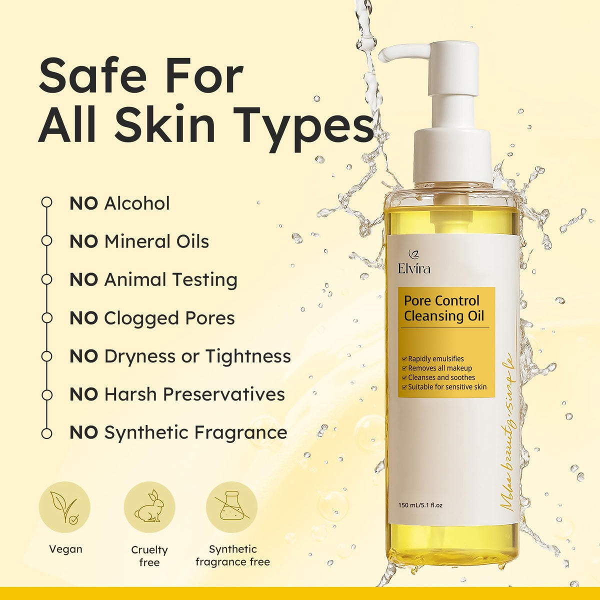 Elvira cleansing oil liquid texture drop visualization
