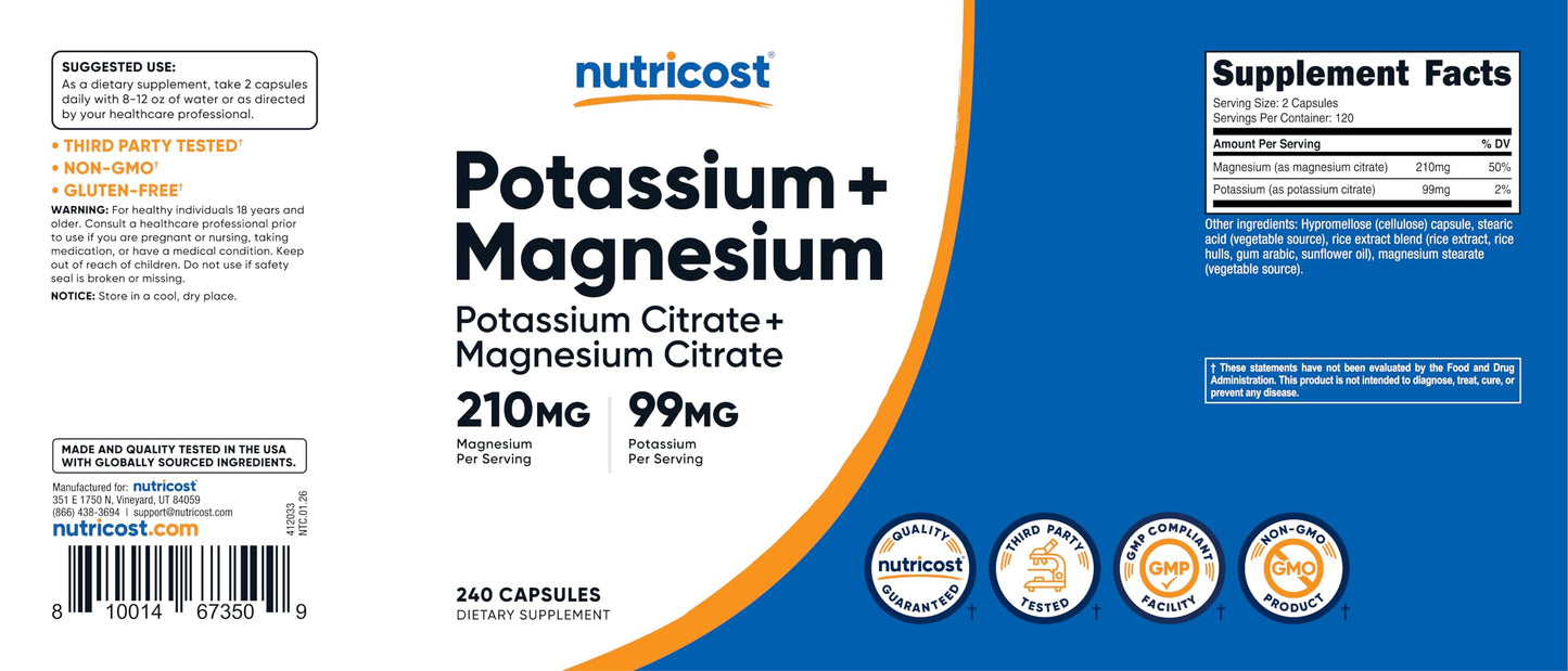 Authentic USA sourced potassium magnesium formula for hydration support
