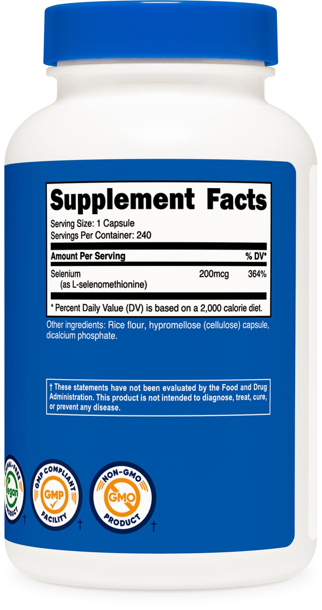 Nutricost Selenium premium imported mineral supplement standing upright on a clean studio background