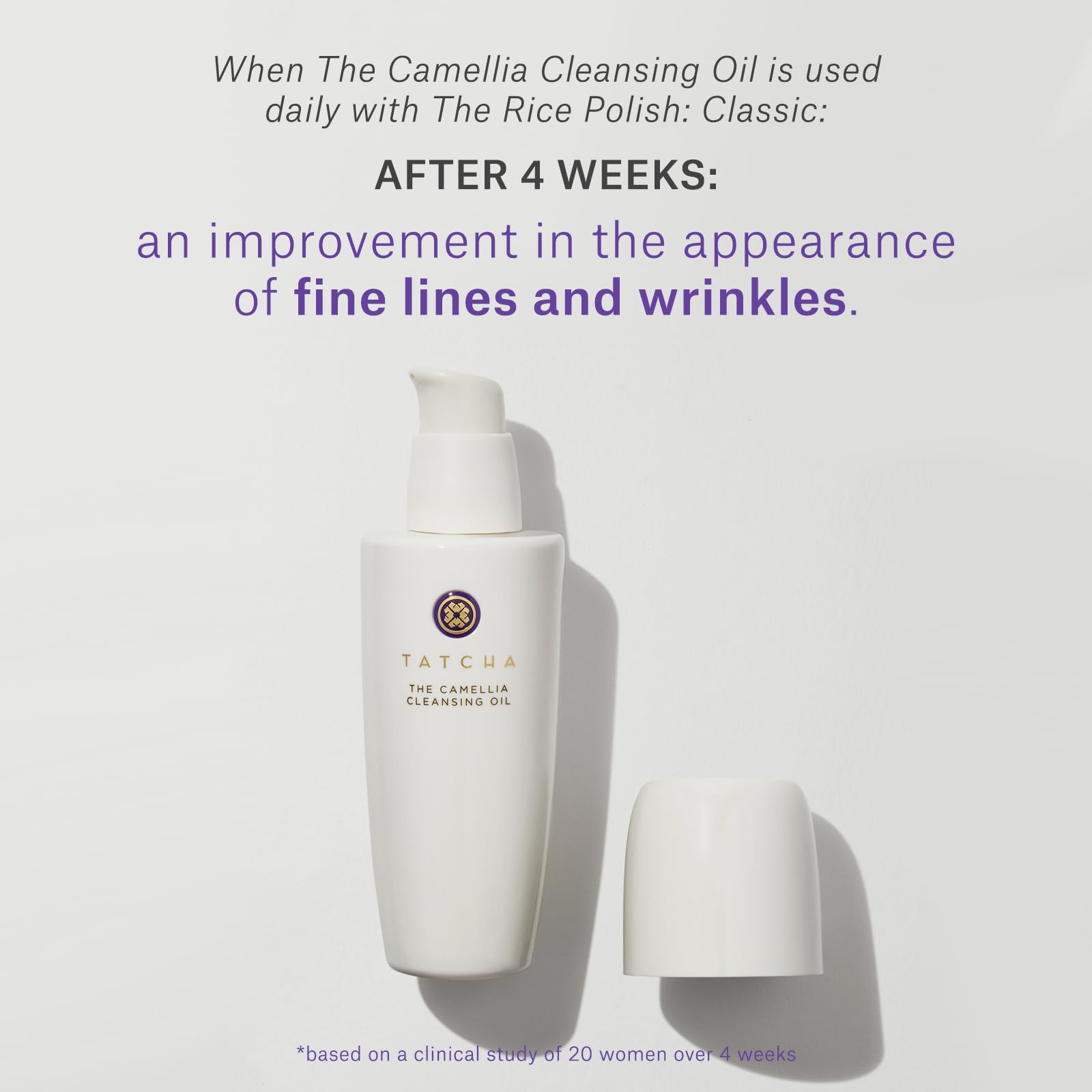 Side view of Tatcha Pure One Step Camellia Cleansing Oil bottle