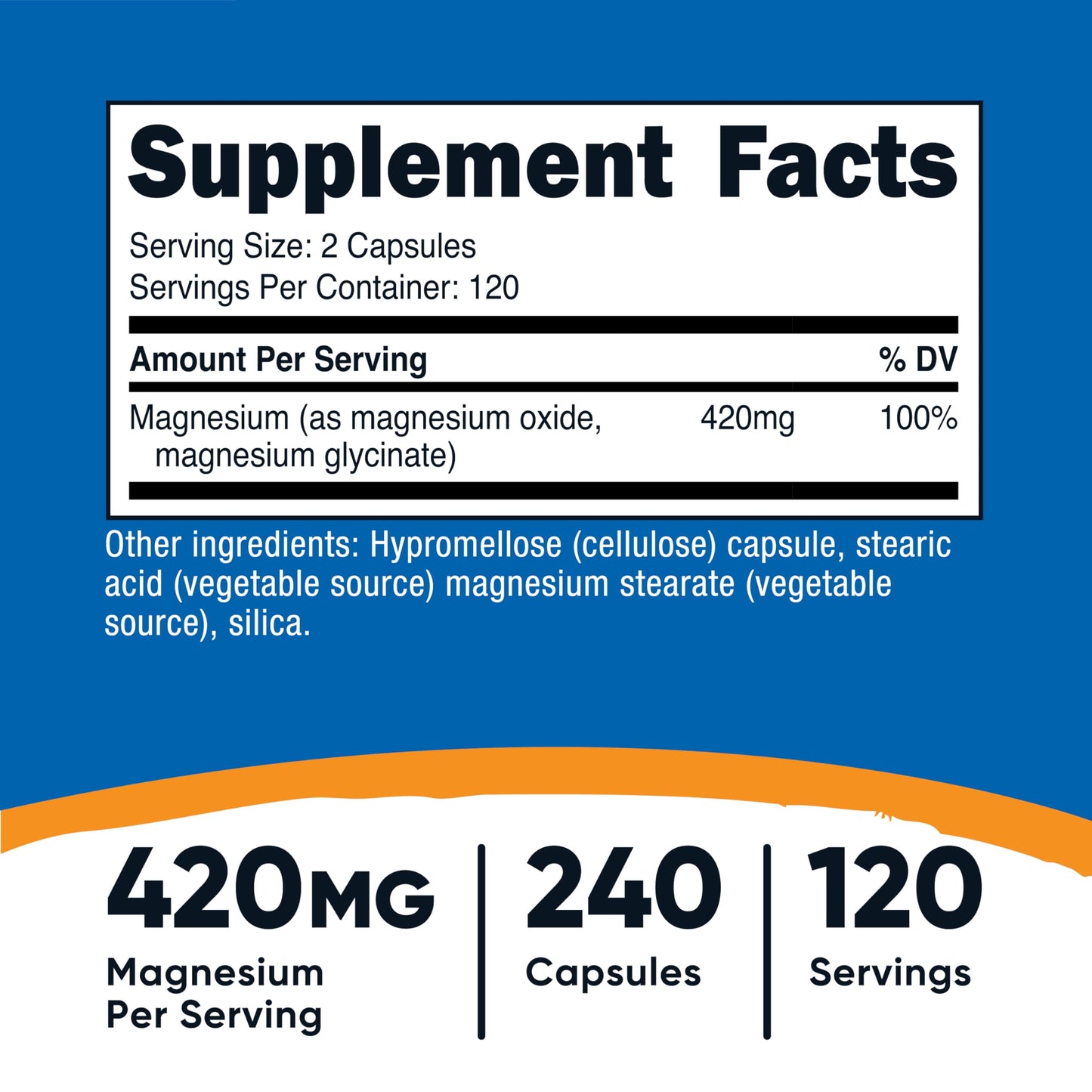 Nutricost Magnesium dual blend supplement facts label showing oxide and glycinate ingredients