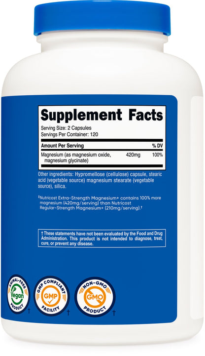 Nutricost Magnesium Plus 240 vegetarian capsules directions and manufacturing safety seals