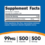 Nutricost potassium citrate supplement bottle back label ingredients
