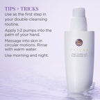 Tatcha 150 milliliters cleansing oil bottle close up label
