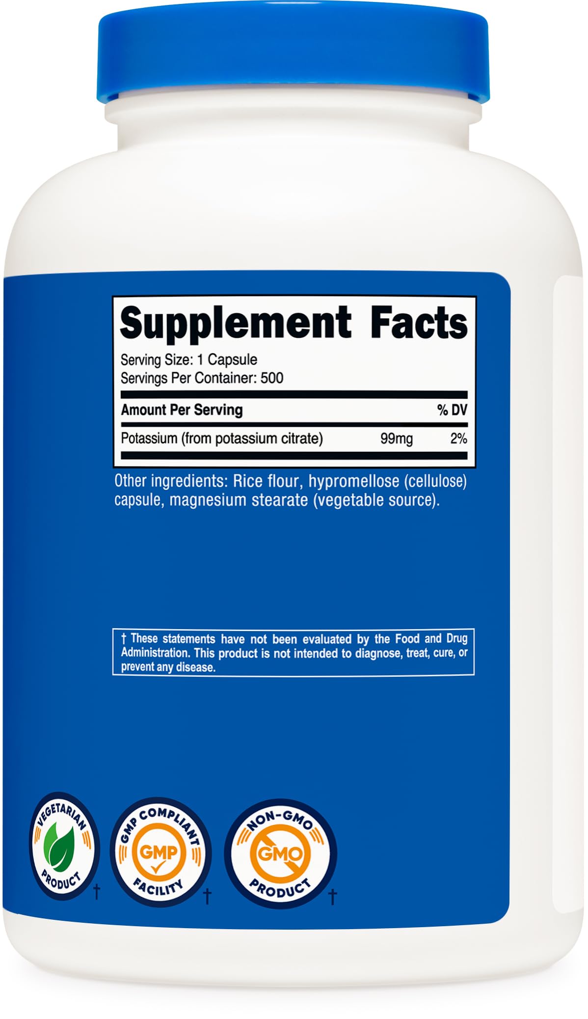 Nutricost Potassium Citrate vegetarian capsules spread next to packaging emphasizing muscle health benefits.