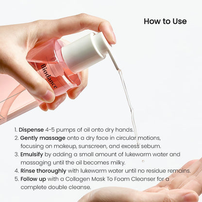 Biodance Collagen Cleansing Oil application on face removing makeup