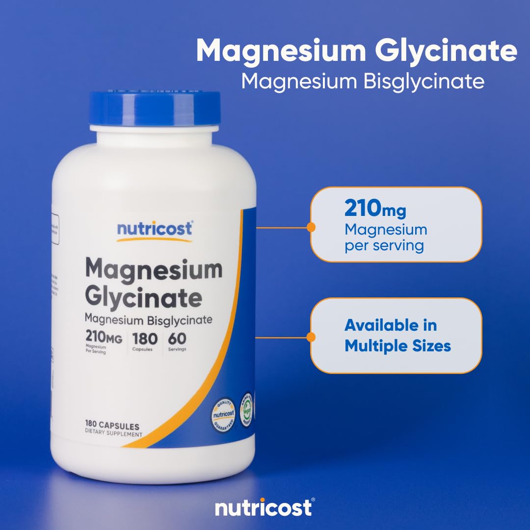 Nutricost gentle absorption magnesium supplement directions for use side panel view
