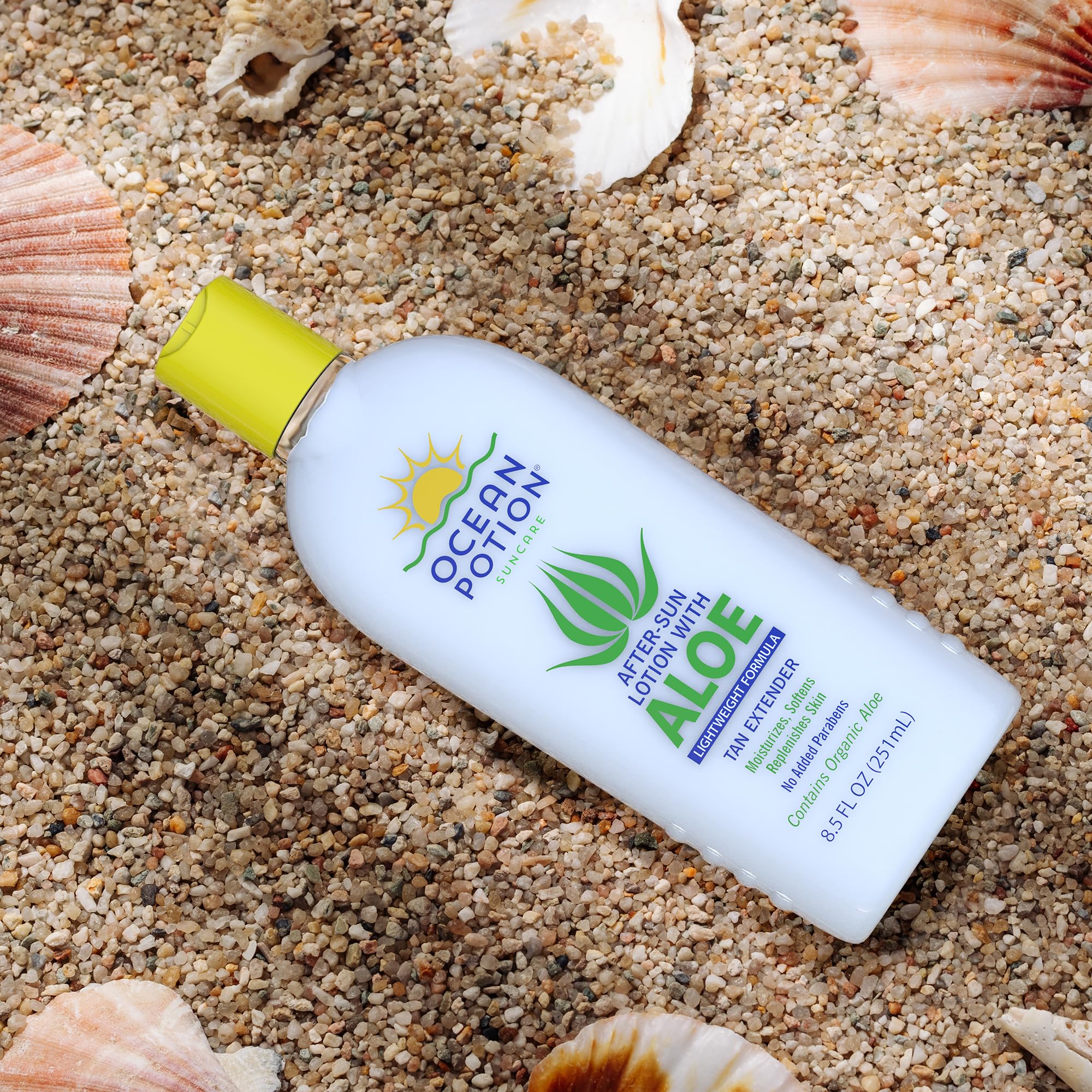 Ocean Potion After Sun Lotion branding and bottle size details