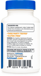 Nutricost Kelp Tablets safety seal and packaging details.