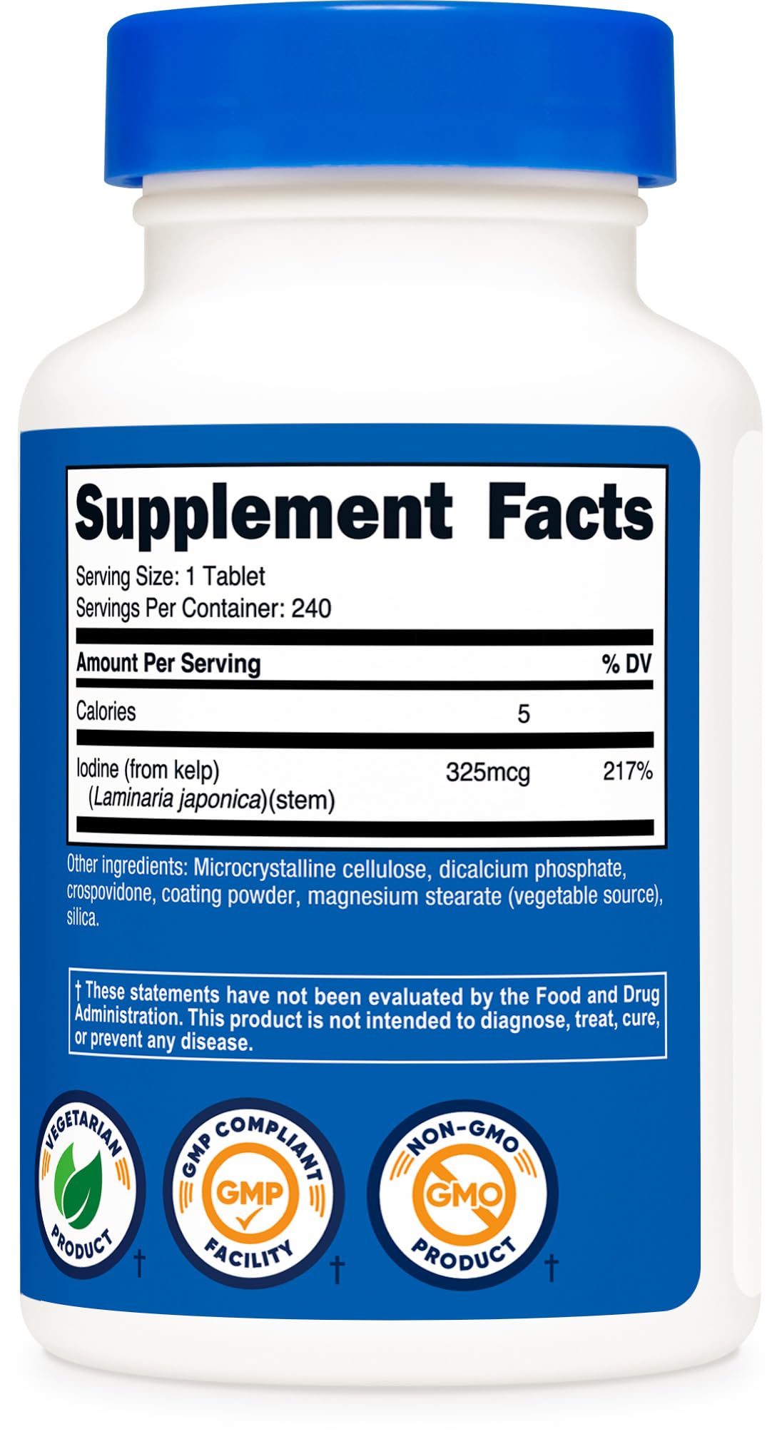 Nutricost Kelp dietary supplement bottle 240 count