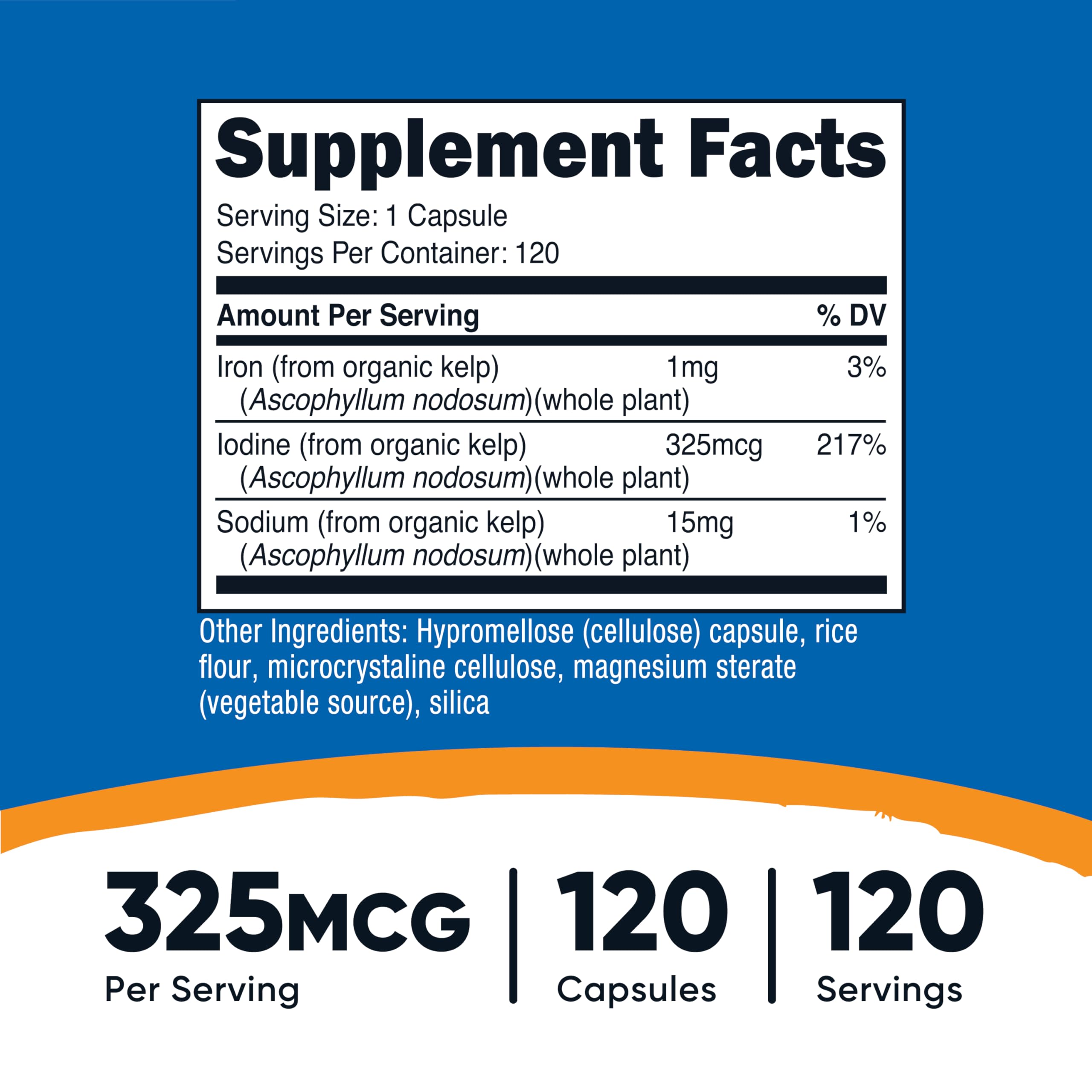 Nutricost Iodine supplement bottle with organic sea kelp label