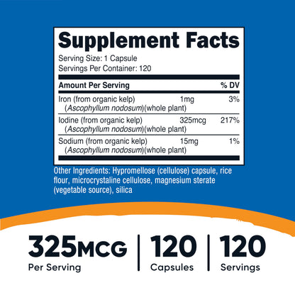 Nutricost Iodine supplement bottle with organic sea kelp label