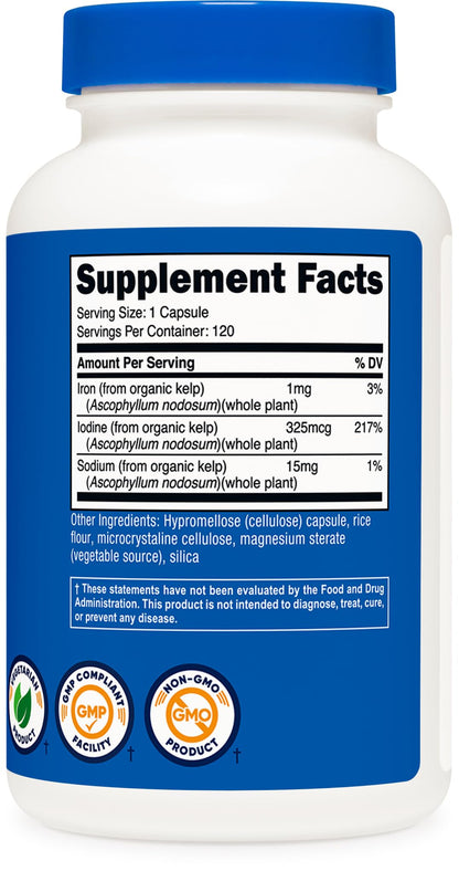 Top view of Nutricost Iodine vegetarian capsule bottle