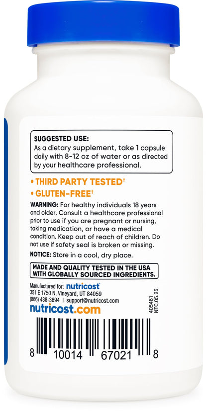 Close-up of the capsule texture and standard serving size details for the Nutricost mineral formula.