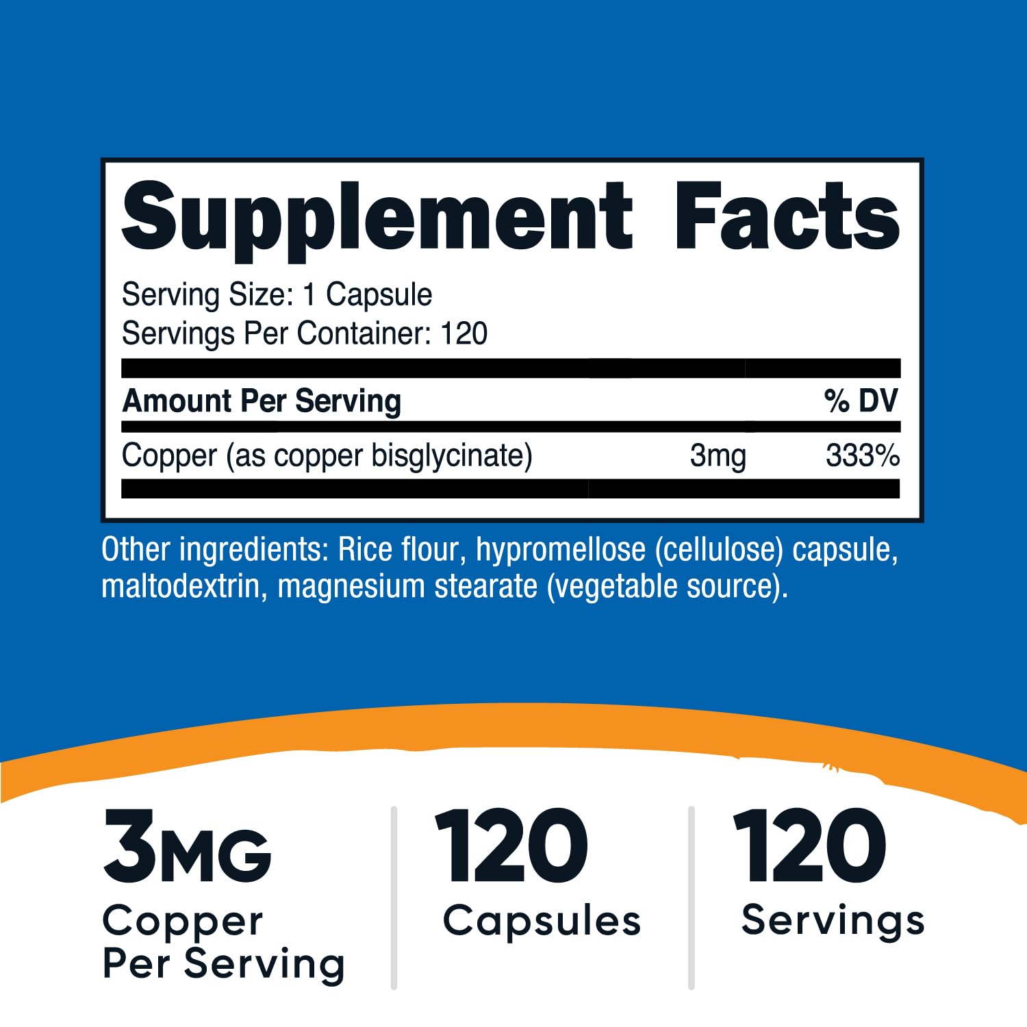Nutricost Copper Glycinate supplement label details