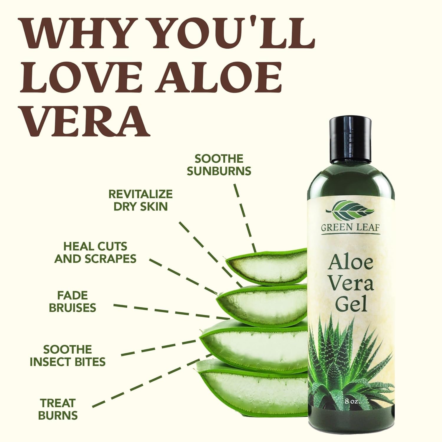 Green Leaf Naturals aloe vera gel application on face and skin