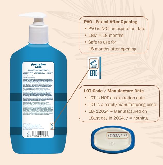Australian Gold Moisture Lock Tan Extender 16 Fluid Ounce pump bottle