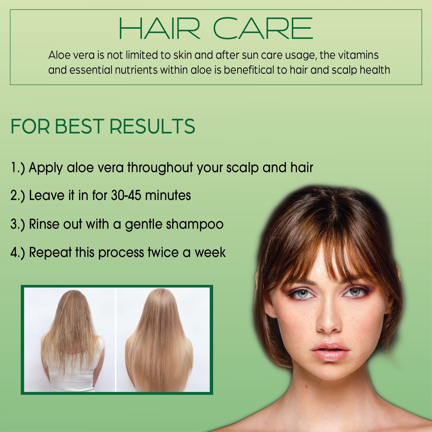 Green Leaf Naturals aloe vera gel for hair care application