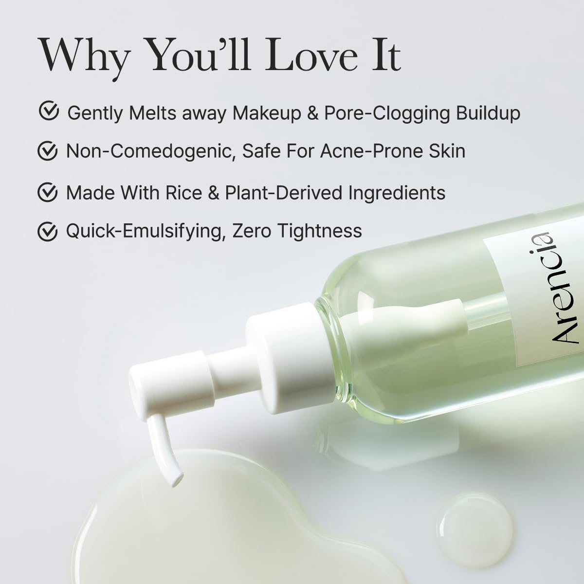 Arencia non-comedogenic cleansing oil texture
