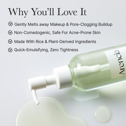 Arencia non-comedogenic cleansing oil texture