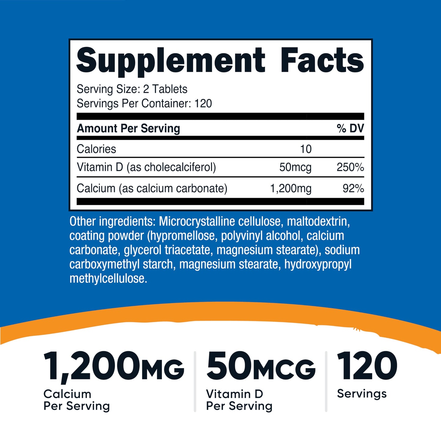 Nutricost Calcium with Vitamin D3 supplement label showing ingredients
