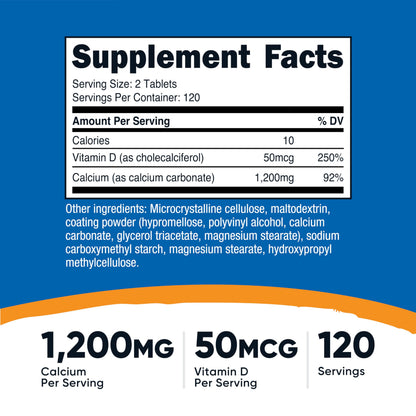 Nutricost Calcium with Vitamin D3 supplement label showing ingredients