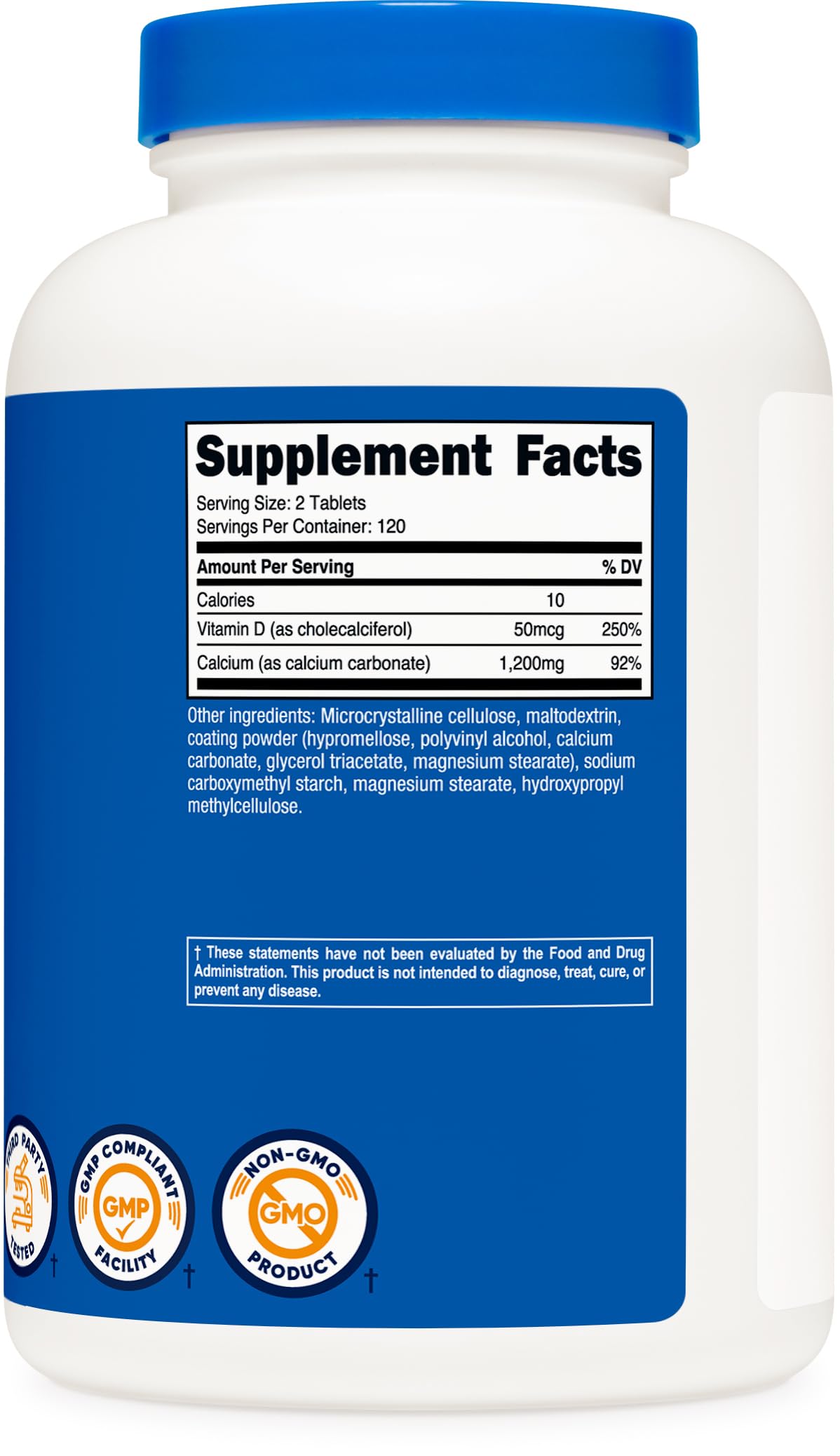 Nutricost Calcium with Vitamin D3 bottle cap and seal