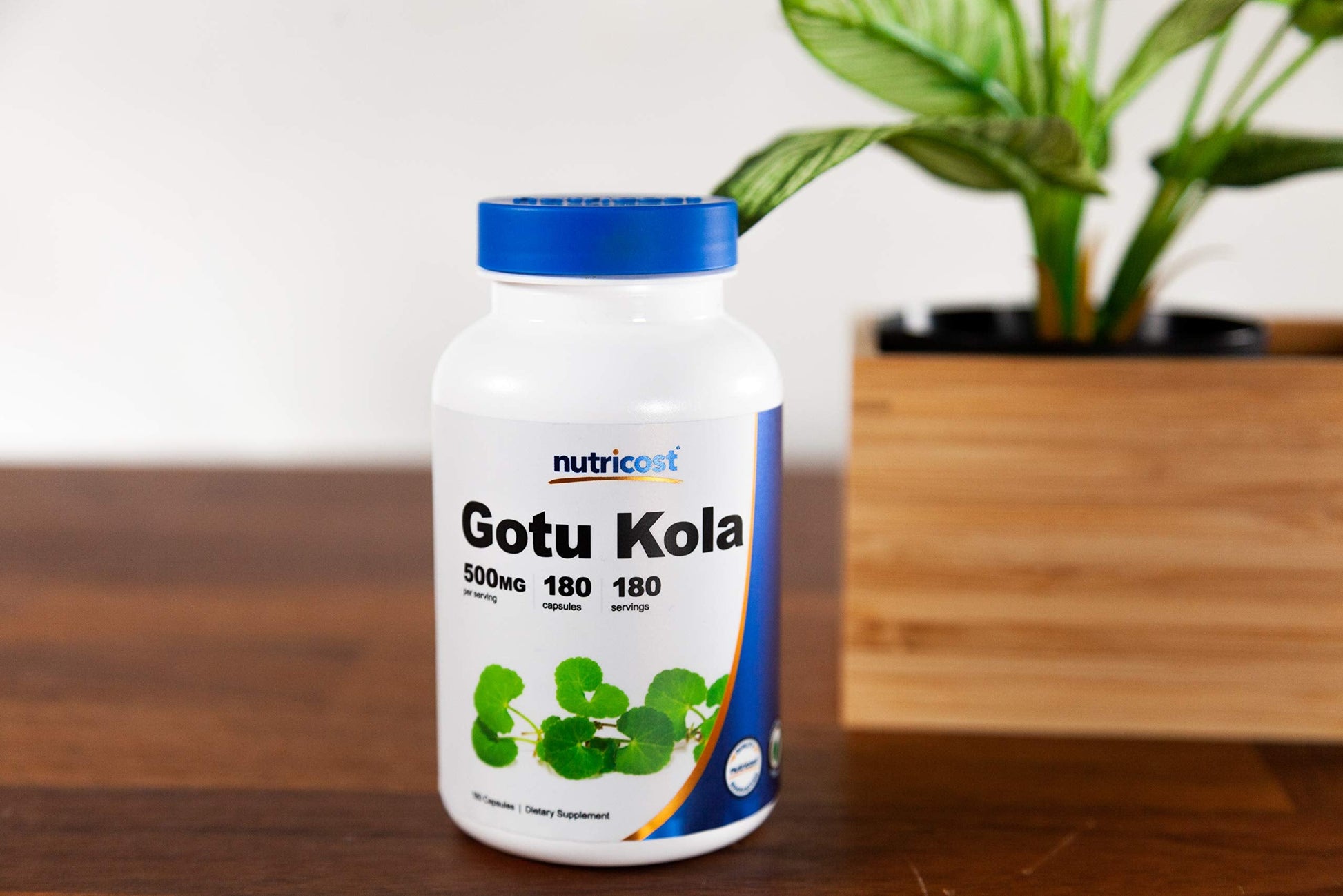 Imported USA Nutricost Gotu Kola 500 milligrams capsules packaging back view