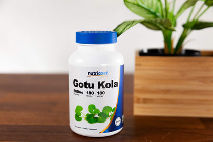 Imported USA Nutricost Gotu Kola 500 milligrams capsules packaging back view