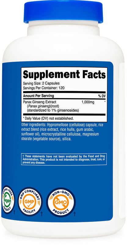 Authentic Nutricost Panax Ginseng 240 capsule bottle