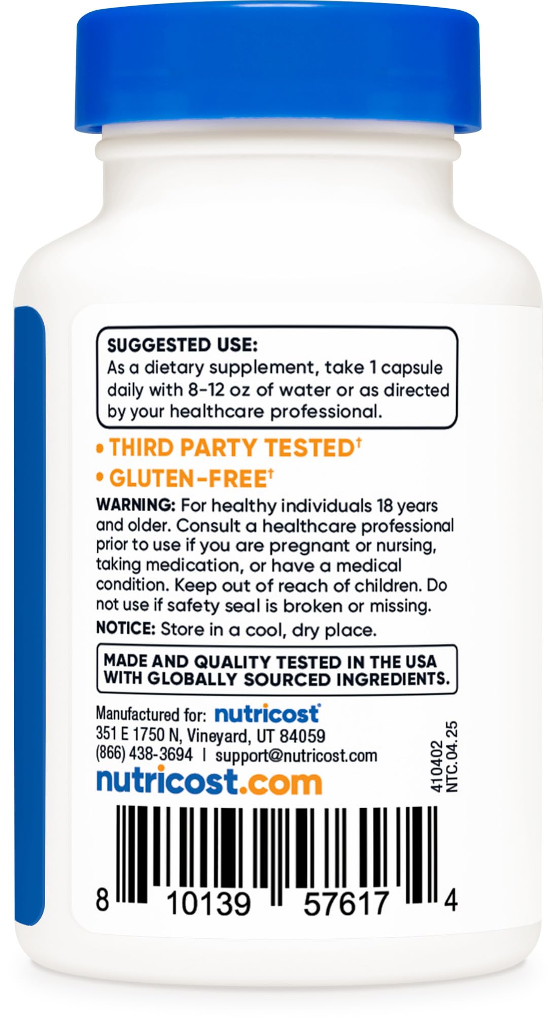 Nutricost Black Garlic 60 capsule bottle detailing antioxidant and immune support properties.