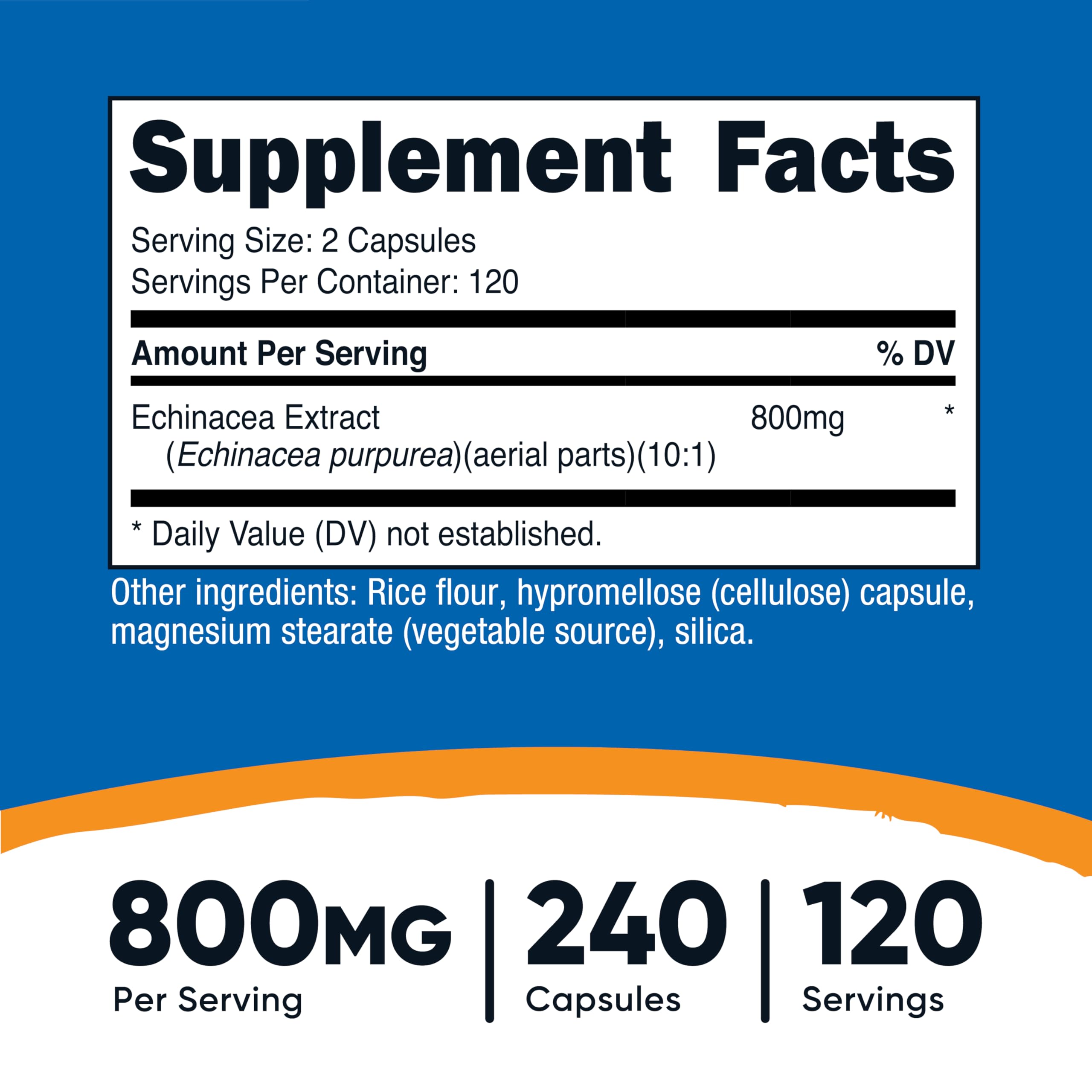 Nutricost Echinacea vegetarian capsules bottle label details