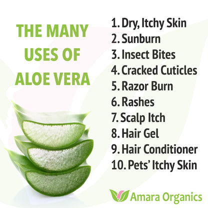 Amara Beauty aloe vera gel 12 fluid ounces bottle packaging