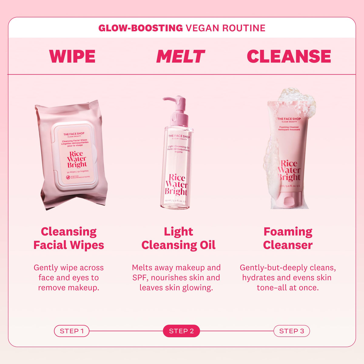 The Face Shop Rice Water Bright Light Cleansing Oil in hand
