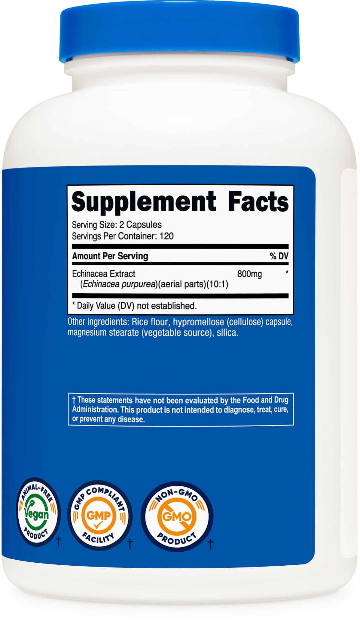 Nutricost Echinacea 800mg non-GMO gluten-free seal
