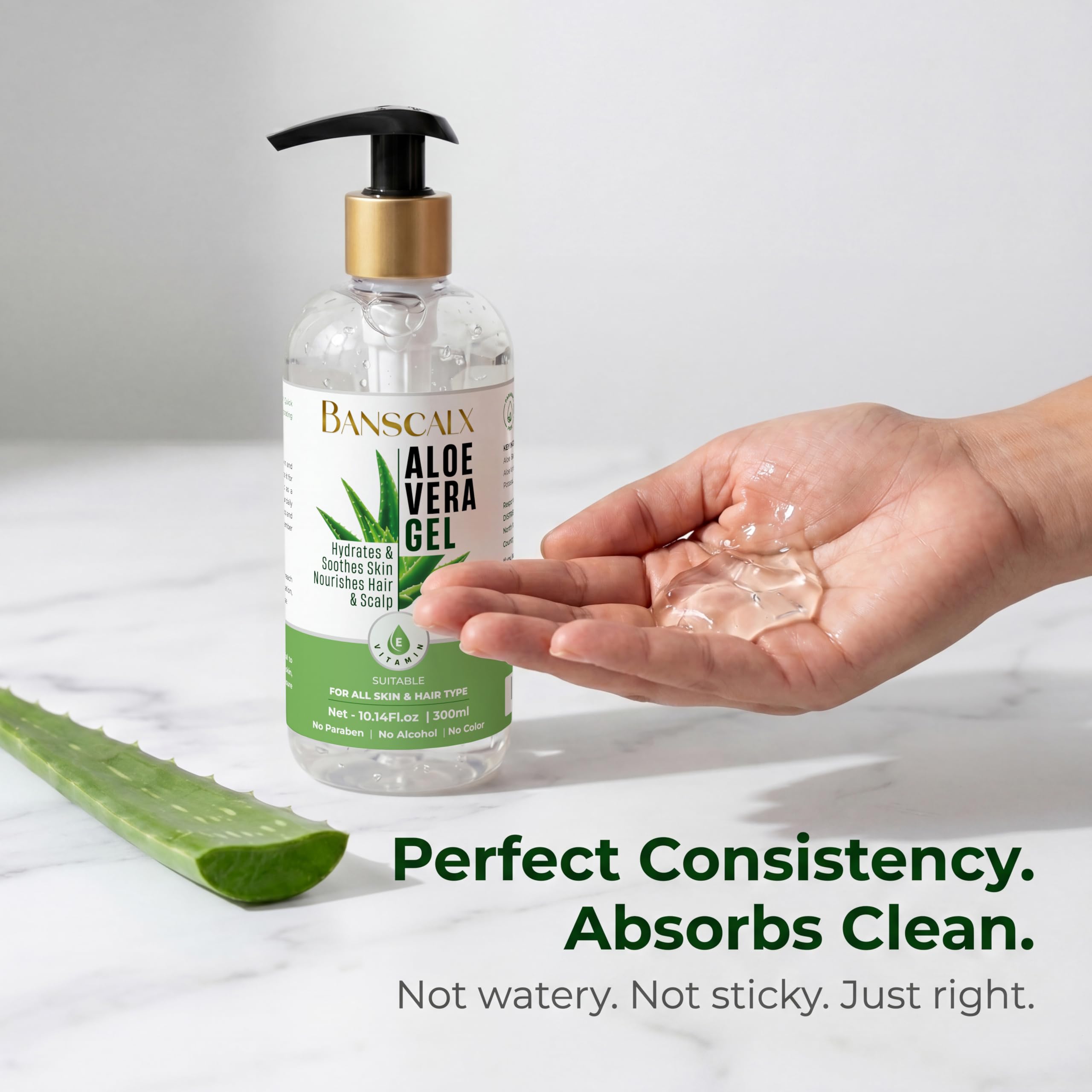 Texture shot of pure natural Banscalx Aloe Vera soothing gel