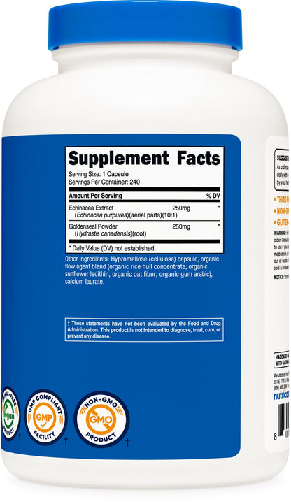 Nutricost 500mg Echinacea and Goldenseal root dietary supplement packaging