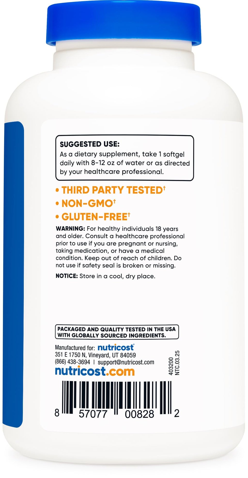 USA imported Nutricost evening primrose oil 120 softgels for hormonal balance.