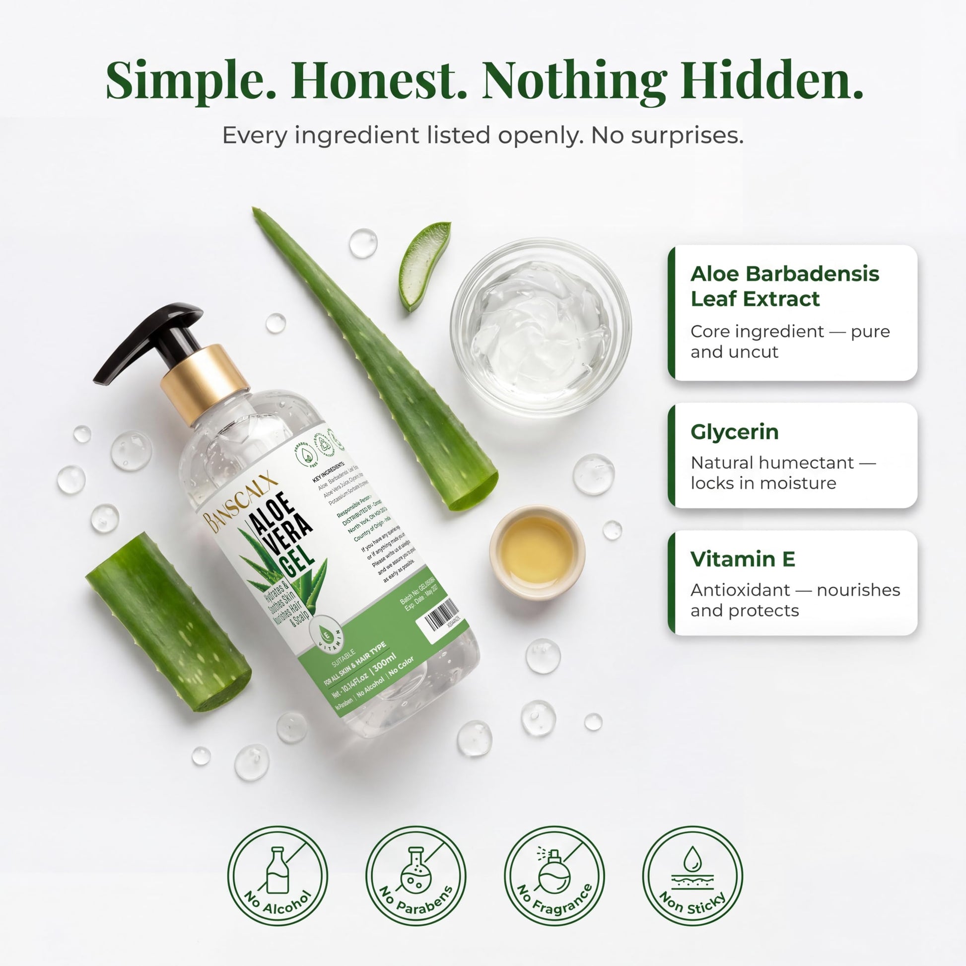 Application of Banscalx Aloe Vera Gel on hand for hydration