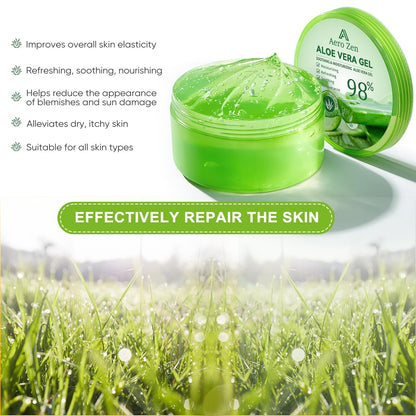 Applying Aero Zen aloe gel on face