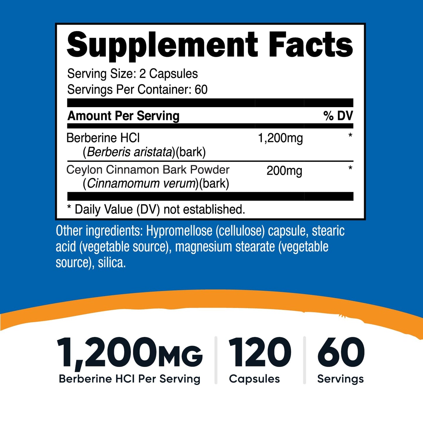 Nutricost Berberine Hcl supplement facts label
