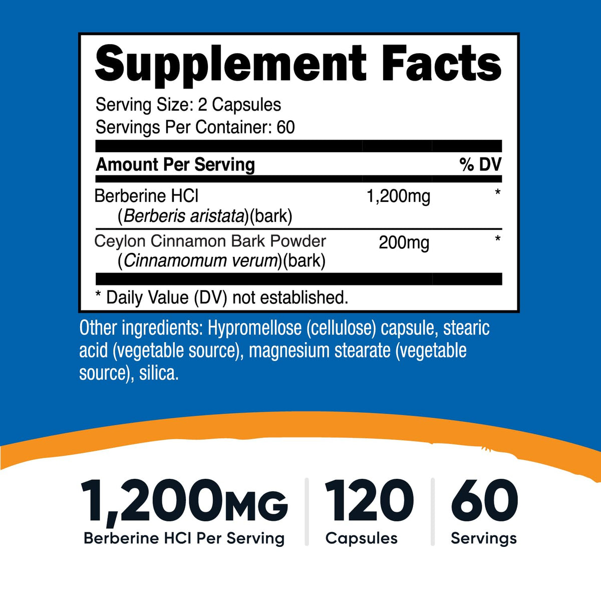 Nutricost Berberine Hcl supplement facts label