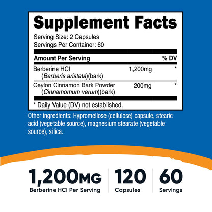 Nutricost Berberine Hcl supplement facts label