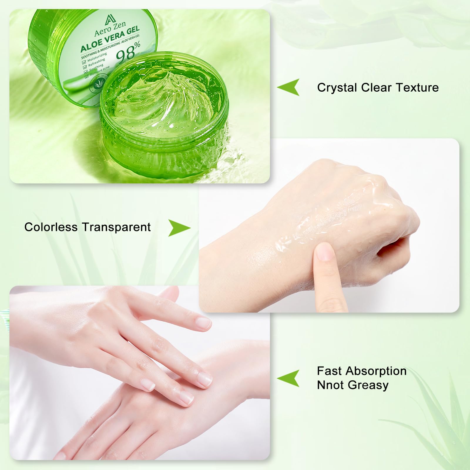 Aero Zen aloe vera gel for hair and scalp care
