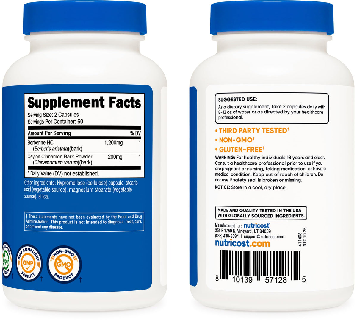 Close up of Nutricost supplement ingredient details