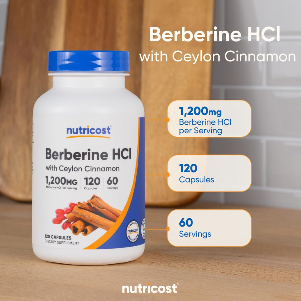 Back label of Nutricost Berberine Hcl dietary supplement